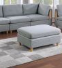 Living Room Furniture Ottoman Light Grey Dorris Fabric 1pc Cushion ottomans Wooden Legs