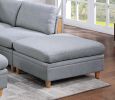 Living Room Furniture Ottoman Light Grey Dorris Fabric 1pc Cushion ottomans Wooden Legs