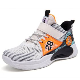 Retro Sport Kids Sneakers Boys Basketball Shoes for Children Sneakers Girls Shoes Basket Footwear Leather Non-slip Trainers 2022 (Color: Beige)