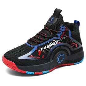 New Brand Boys Basketball Shoes Kids Sneakers Thick Sole Non-slip Children Sports Shoes Child Boy Basket Trainer Shoes Girls (Color: Dark Blue)