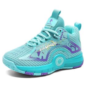 New Brand Boys Basketball Shoes Kids Sneakers Thick Sole Non-slip Children Sports Shoes Child Boy Basket Trainer Shoes Girls (Color: Moonlight)
