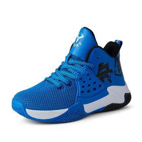 Boys Brand Basketball Shoes Kids Sneakers Thick Sole Non-slip Children Sports Shoes Child Boy Basket Trainer Shoes Girls 2022 (Color: Royal blue)