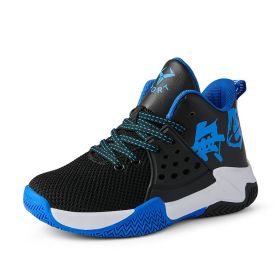 Boys Brand Basketball Shoes Kids Sneakers Thick Sole Non-slip Children Sports Shoes Child Boy Basket Trainer Shoes Girls 2022 (Color: Dark Blue)
