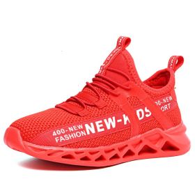 FLARUT Kids Running Shoes Sport Shoes Boys Sneakers Outdoor Light Tenis Basket Footwear Red Black Girl Breathable Soft Shoes (Color: red kids sneakers)
