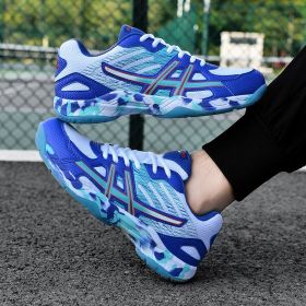 New Professional Badminton Shoes Men Women Size Plus 36-45 Tennis Shoes Ladies Luxury Baminton Sneakers Kids Tennis Sneakers (Color: Blue)