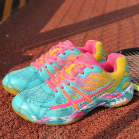 New Professional Badminton Shoes Men Women Size Plus 36-45 Tennis Shoes Ladies Luxury Baminton Sneakers Kids Tennis Sneakers (Color: Green)