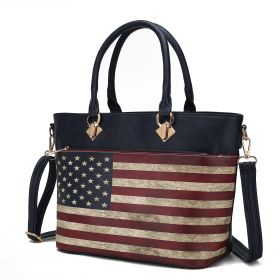 MKF Collection Lilian Vegan Leather Women FLAG Tote Bag by Mia K (Color: NAVY)