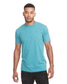 Unisex CVC Crewneck T-Shirt - WHITE - 5XL (Color: HTHR COLUM BLUE)