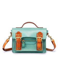 Old Trend Genuine Leather Aster Mini Satchel (Color: Aqua)