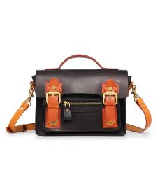 Old Trend Genuine Leather Aster Mini Satchel (Color: BLACK)